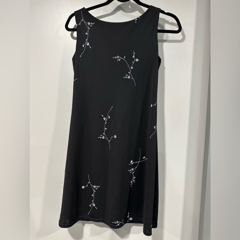 Vintage floral dress by Jalate, black mini dress,size small